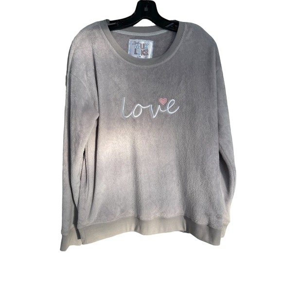 Muck Luks Grey sweatshirt with embroidered‎ LOVE size Medium - Picture 1 of 7